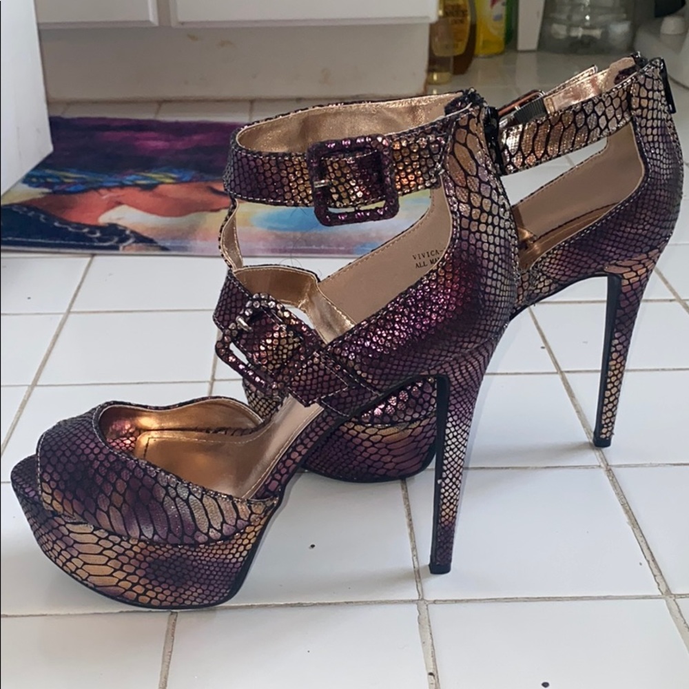 ‼️SOLD‼️Go Jane Multicolor snake skin platforms